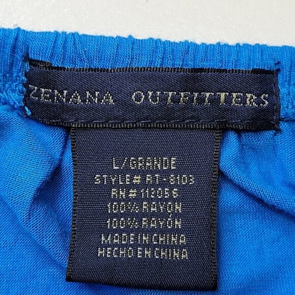 Zenana Outfitters Blue Long Sleeve Rayon V Neck Tunic Top Size L - Picture 4 of 4